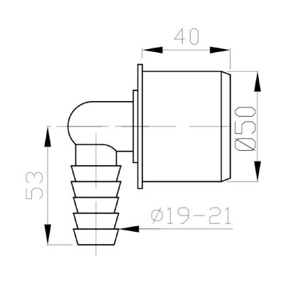 Bruckner - Kraj priključka creva ugao DN50 19-21 mm sivo