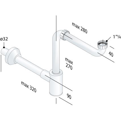 Bruckner - Nameštajni sifon za umivaonik CRONO DN32, beo