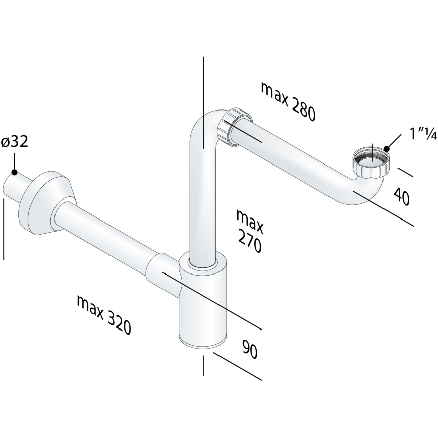 Bruckner - Nameštajni sifon za umivaonik CRONO DN32, beo