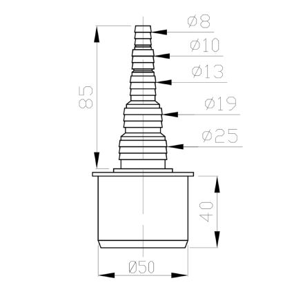 Bruckner - Priključak za crevo DN50 8-25 mm, siv