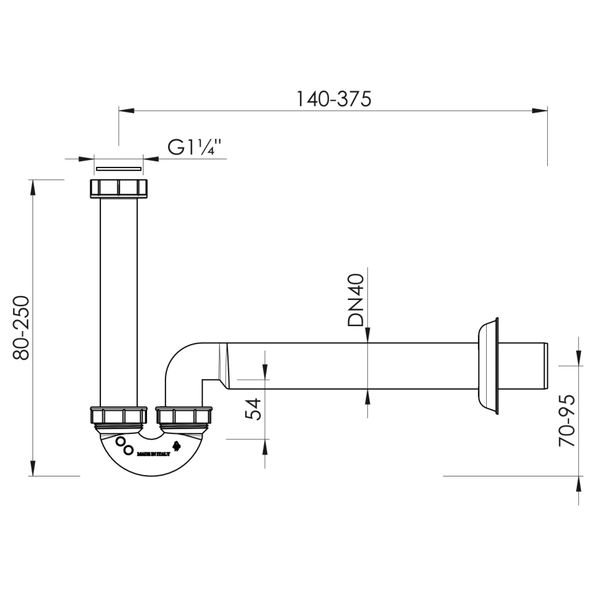 Bruckner - Sifon za umivaonik/bidet, nizak, DN40, beo
