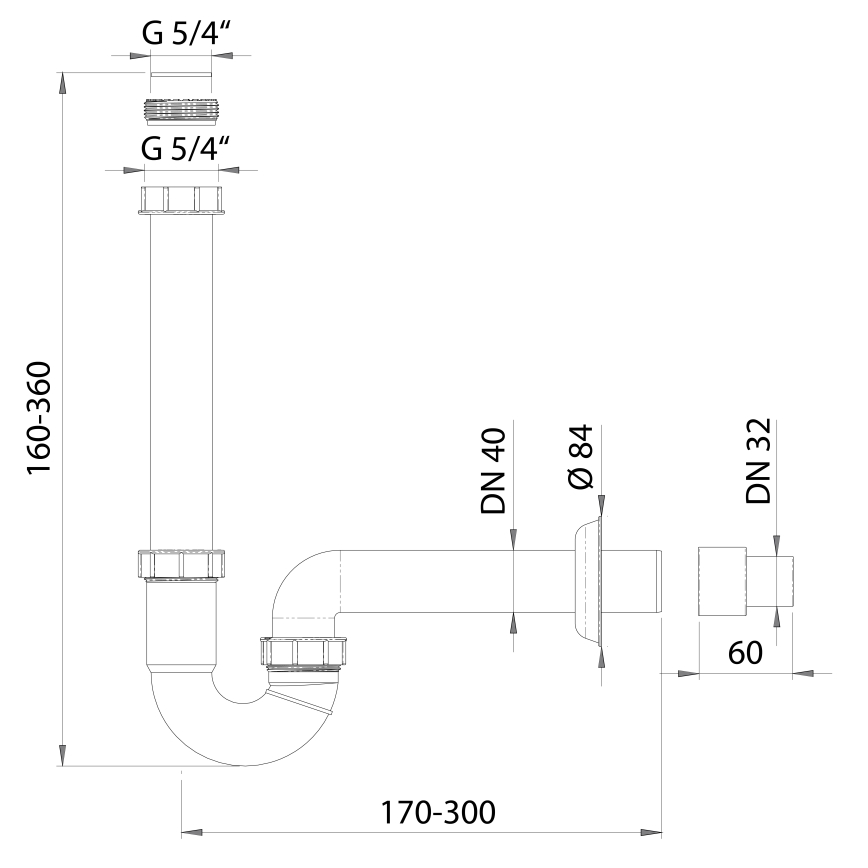 Bruckner - Sifon za umivaonik DN40, beo