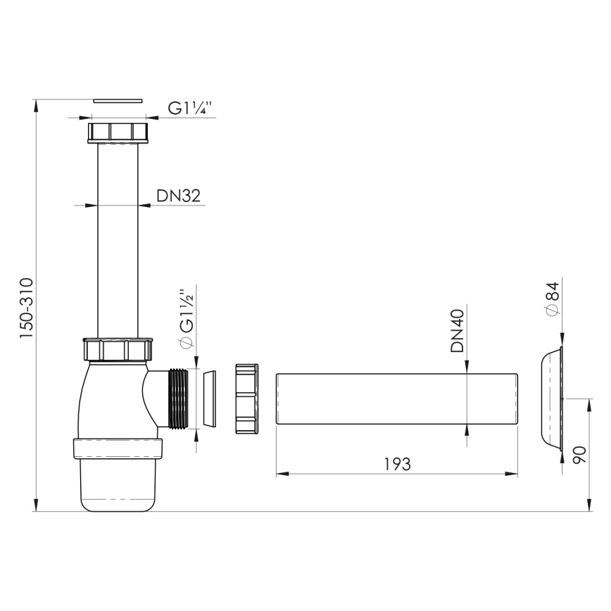 Bruckner - Slavina za lavabo DN40 bela