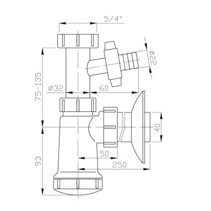 Bruckner - Slavina za lavabo sa ogrankom repa DN40 bela