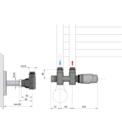 Bruckner - Termostatski priključni set za središnje priključenje WICHER COMBI, bela