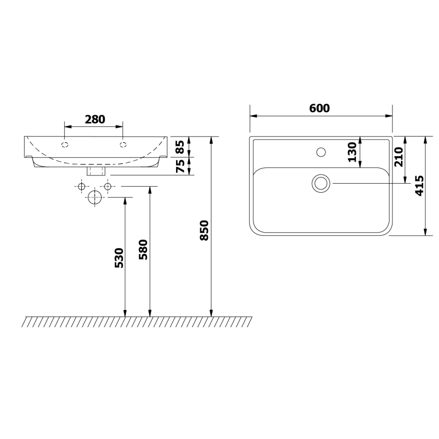 Bruckner - Ugradni lavabo NEON 60x41,5 cm keramika/bela