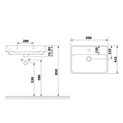 Bruckner - Ugradni umivaonik NEON 50x41,5 cm keramika/bela