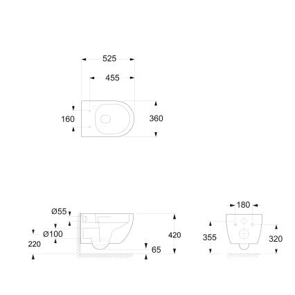 Bruckner - Zidna WC školjka Vortex Rimless FULDA keramika/bela