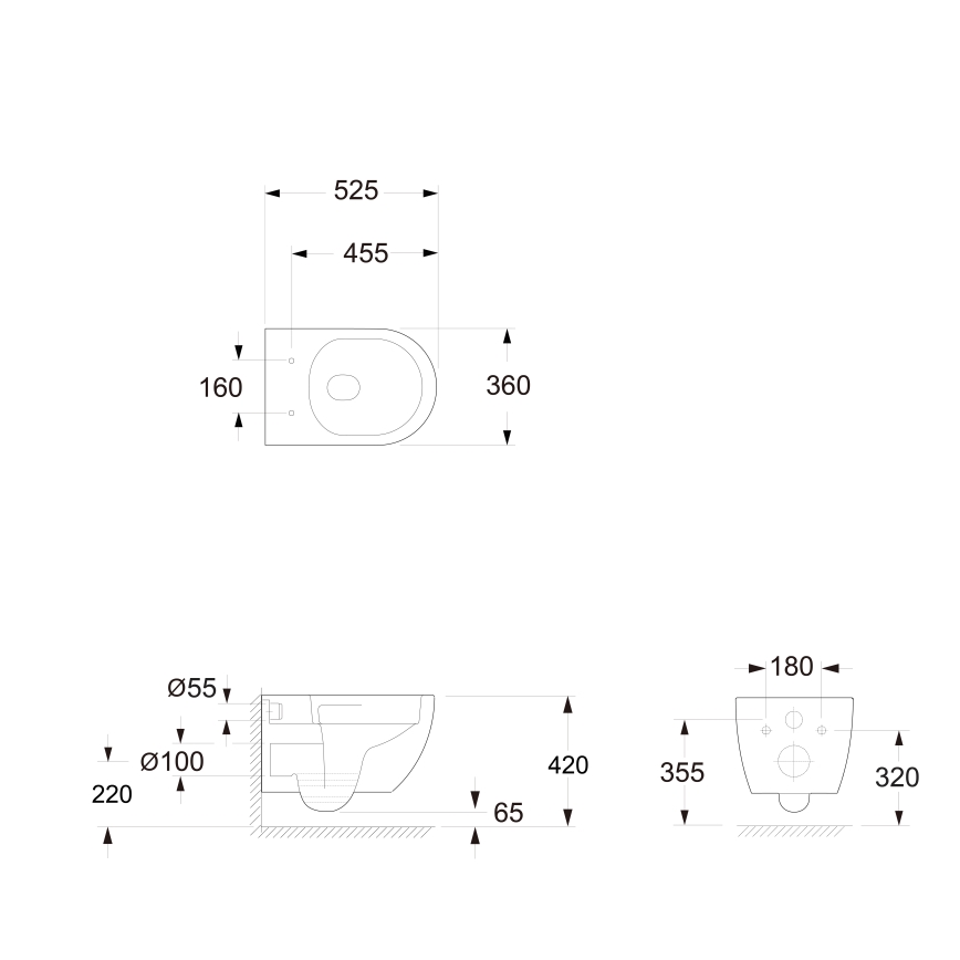 Bruckner - Zidna WC školjka Vortex Rimless FULDA keramika/bela