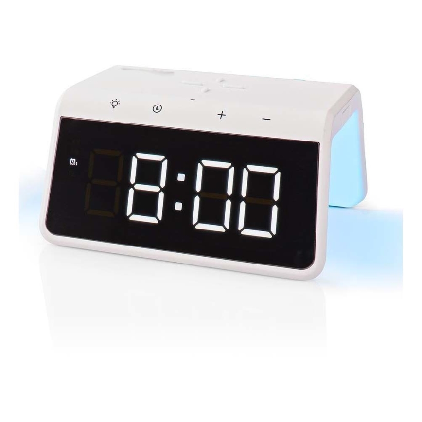 Budilnik sa LCD ekranom i bežičnim punjačem 15W/230V 1x CR2032 bela