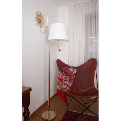 ByRydens - Podna LED lampa ORLANDO 1xE27/5W/230V + LED/3W bela/zlatna pr. 36 cm