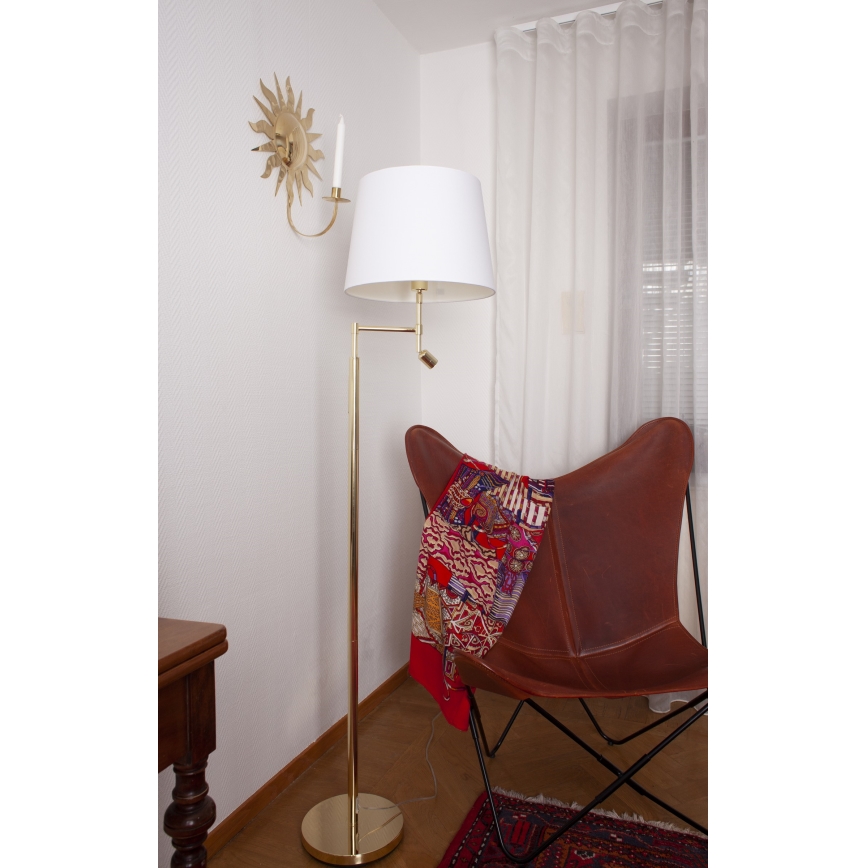 ByRydens - Podna LED lampa ORLANDO 1xE27/5W/230V + LED/3W bela/zlatna pr. 36 cm