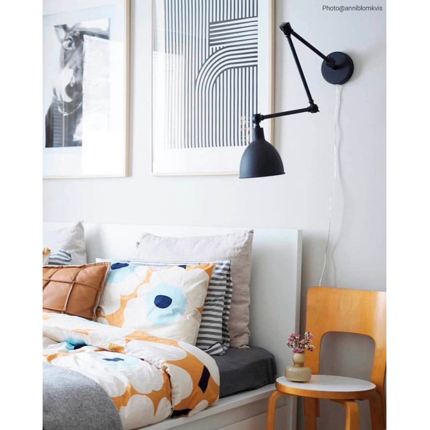 ByRydens - Prigušiva zidna lampa BAZAR 1xE27/5W/230V crno