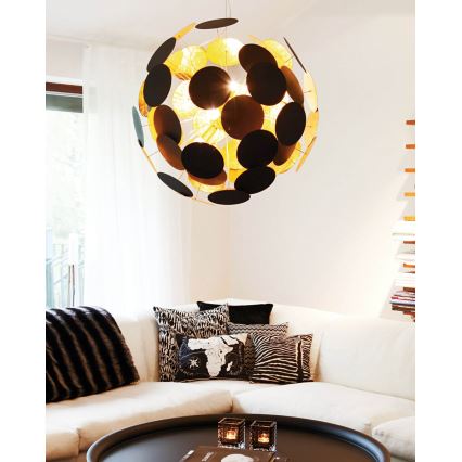 ByRydens - Luster na sajli PLANET 4xE14/5W/230V crno/zlatna pr. 50 cm