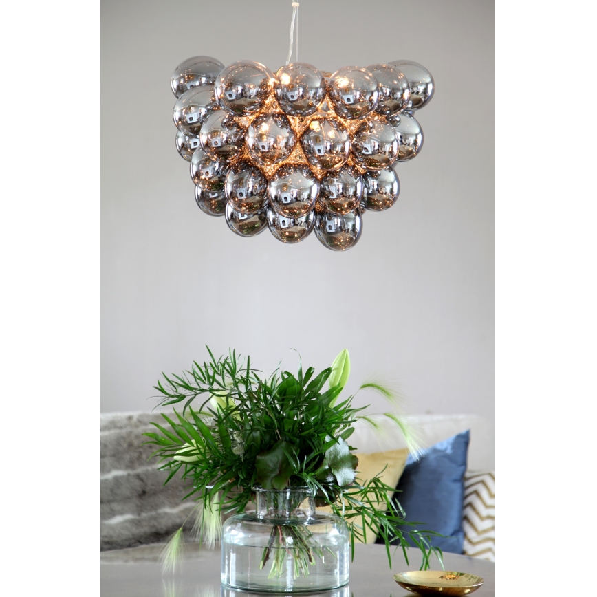 ByRydens - Luster na sajli GROSS 8xG9/4W/230V dimno/crno pr. 50 cm