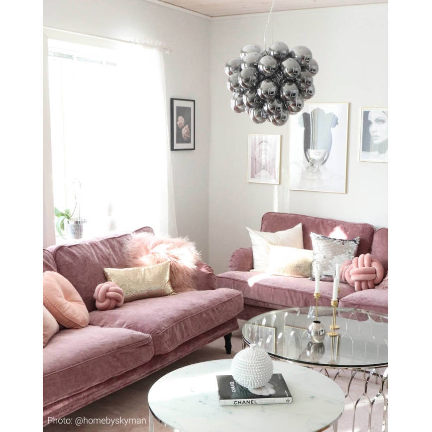 ByRydens - Luster na sajli GROSS 8xG9/4W/230V dimno/crno pr. 50 cm