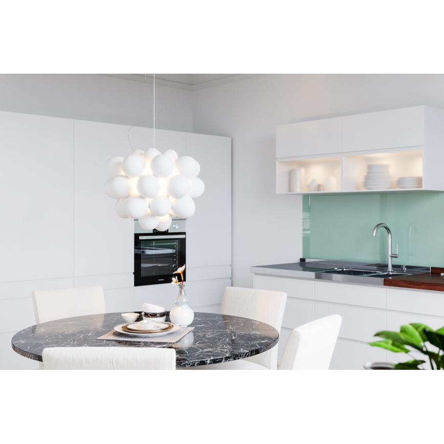 ByRydens - Luster na sajli GROSS 8xG9/4W/230V bela pr. 50 cm