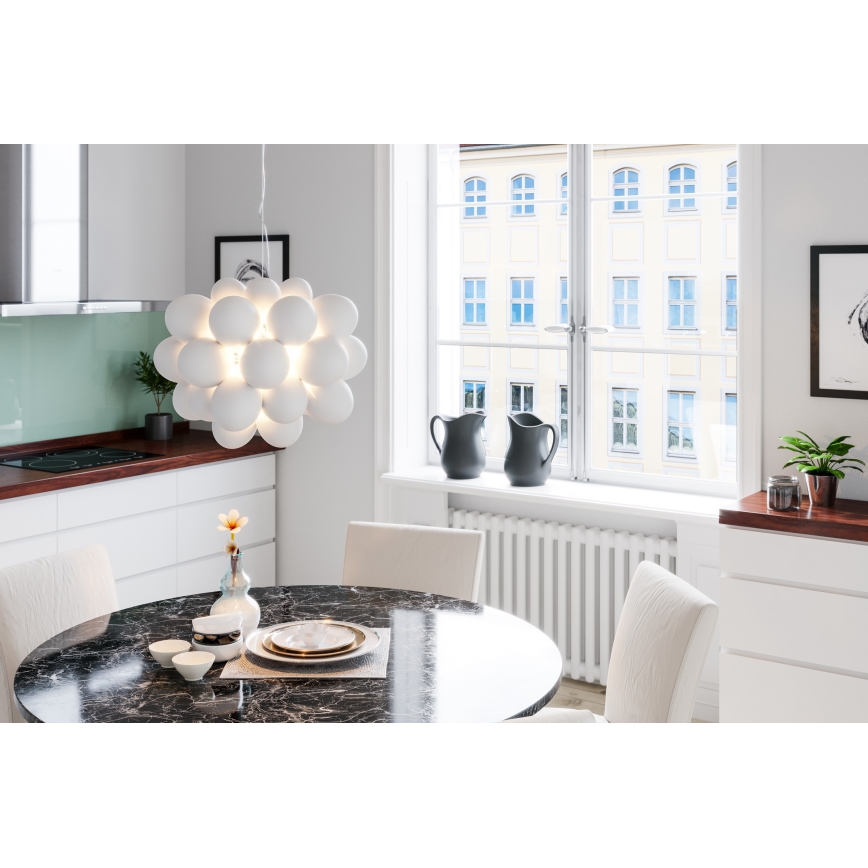 ByRydens - Luster na sajli GROSS 8xG9/4W/230V bela pr. 50 cm