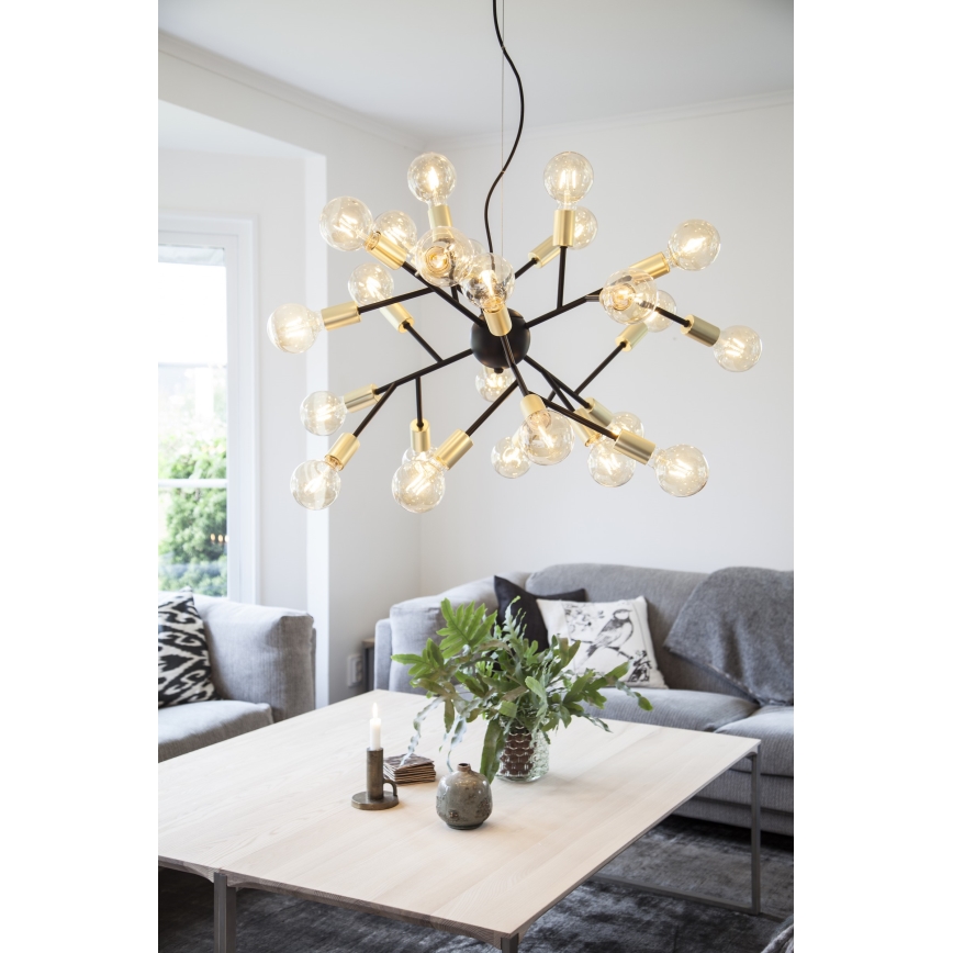 ByRydens - Luster na sajli HEROES 24xE27/5W/230V crno pr. 80 cm