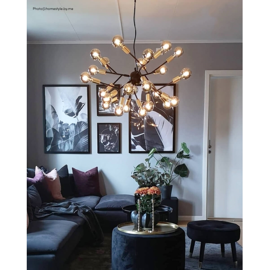 ByRydens - Luster na sajli HEROES 24xE27/5W/230V crno pr. 80 cm