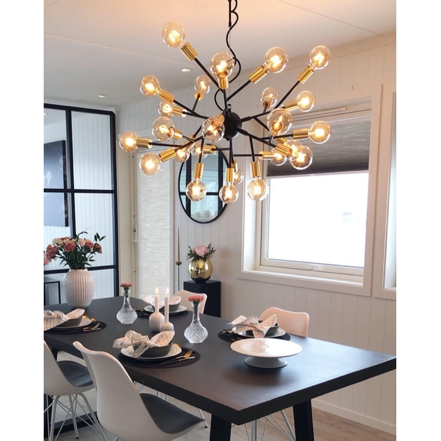 ByRydens - Luster na sajli HEROES 24xE27/5W/230V crno pr. 80 cm