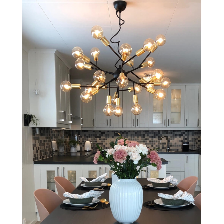 ByRydens - Luster na sajli HEROES 24xE27/5W/230V crno pr. 80 cm