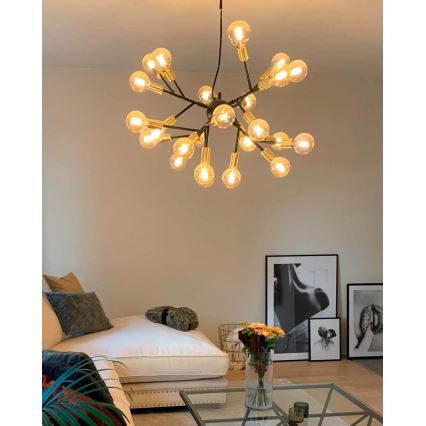 ByRydens - Luster na sajli HEROES 24xE27/5W/230V crno pr. 80 cm