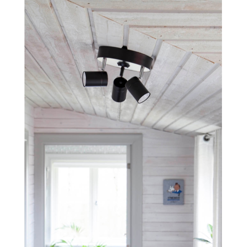 ByRydens - Reflektorska lampa CORRECT 3xGU10/7W/230V crno pr. 20 cm