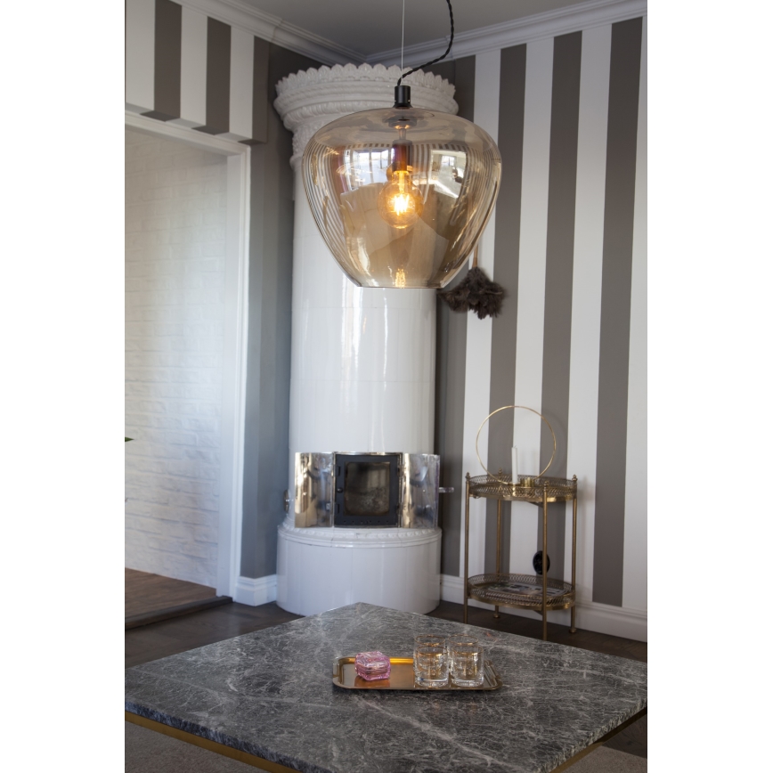 ByRydens - Luster na sajli BELLISSIMO 1xE27/8W/230V dimno/braon pr. 40 cm