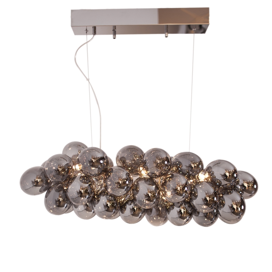 ByRydens - Luster na sajli GROSS BAR 8xG9/5W/230V dimno staklo/crna