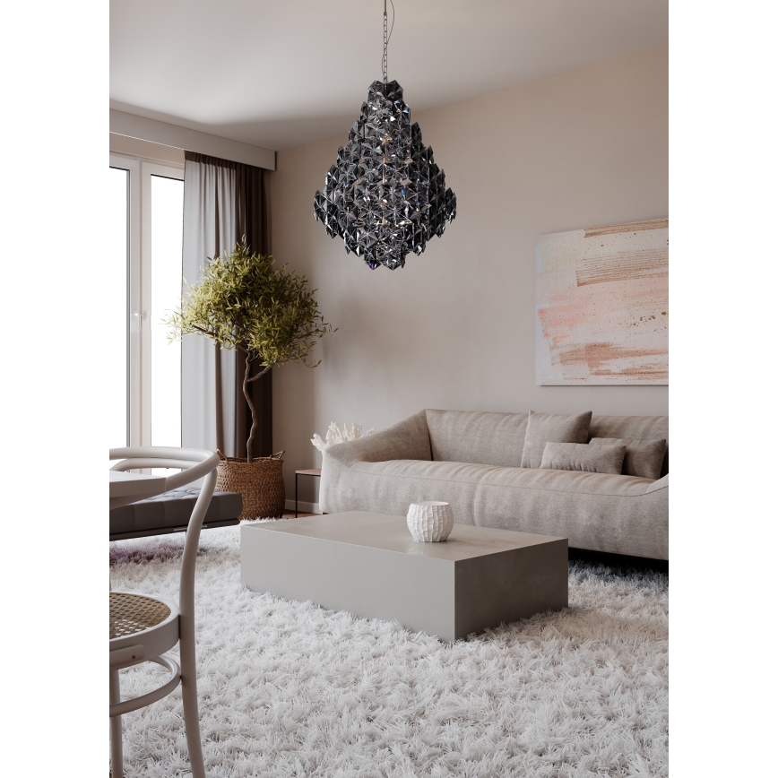 ByRydens - Luster na lancu MONARQUE GRANDE 11xE14/5W/230V crno pr. 58 cm