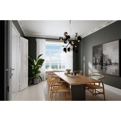 ByRydens - Luster na sajli TURNO 18xG9/4W/230V zlatna/crno pr. 80 cm