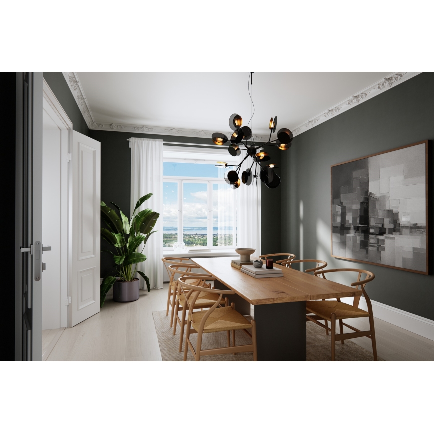 ByRydens - Luster na sajli TURNO 18xG9/4W/230V zlatna/crno pr. 80 cm