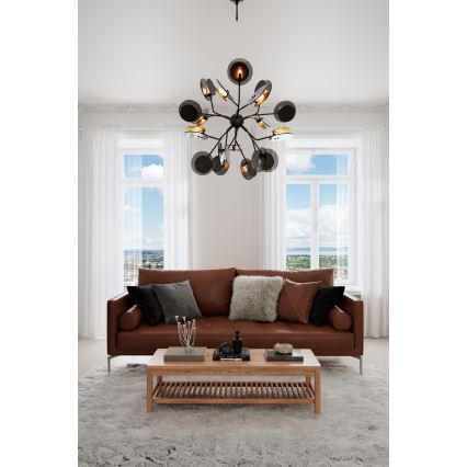 ByRydens - Luster na sajli TURNO 18xG9/4W/230V zlatna/crno pr. 80 cm