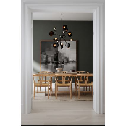 ByRydens - Luster na sajli TURNO 18xG9/4W/230V zlatna/crno pr. 80 cm