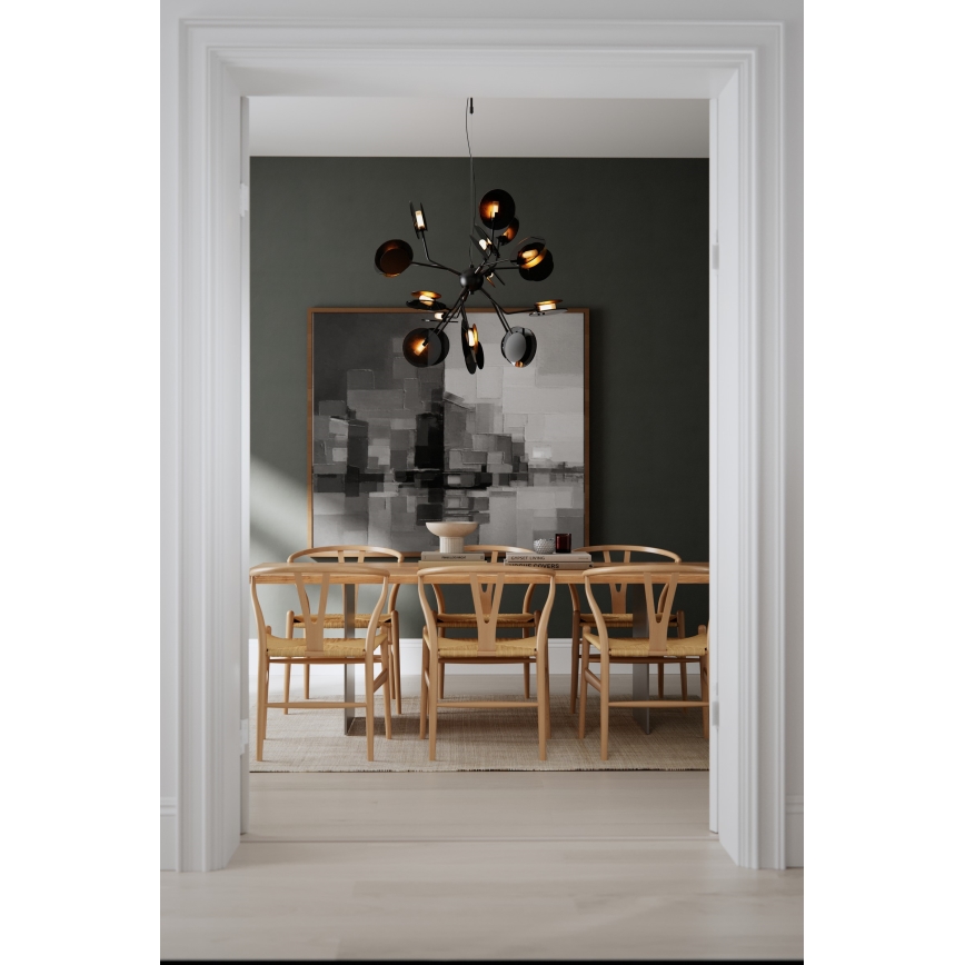 ByRydens - Luster na sajli TURNO 18xG9/4W/230V zlatna/crno pr. 80 cm