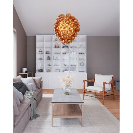 ByRydens - Luster na sajli DELUXE 4xE14/5W/230V dimno/braon pr. 64 cm