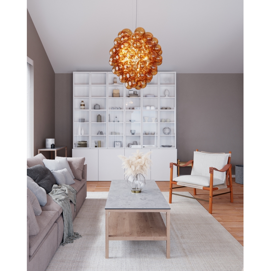 ByRydens - Luster na sajli DELUXE 4xE14/5W/230V dimno/braon pr. 64 cm