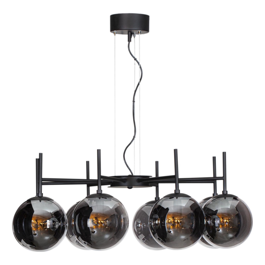 ByRydens - Luster na sajli BOYLE 8xE27/5W/230V dimno/crno pr. 83 cm