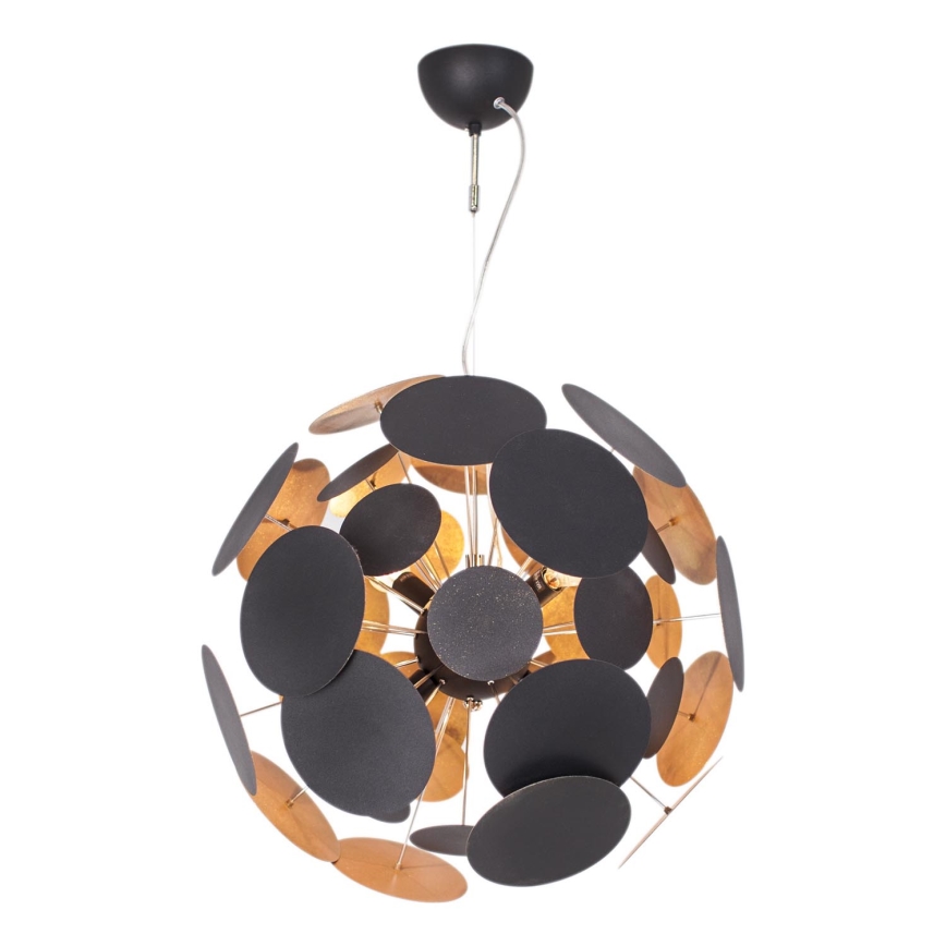 ByRydens - Luster na sajli PLANET 4xE14/5W/230V crno/zlatna pr. 50 cm