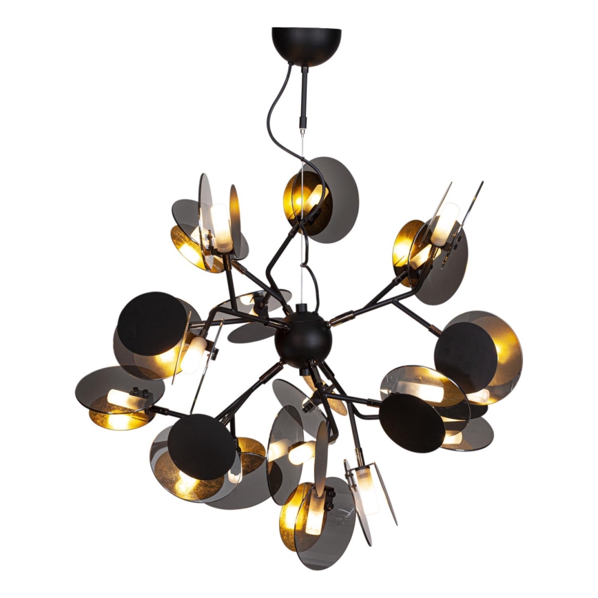 ByRydens - Luster na sajli TURNO 18xG9/4W/230V zlatna/crno pr. 80 cm