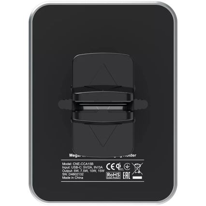 Canyon - Magnetni držač telefona za auto sa funkcijom bežičnog punjenja Qi 5V, četvrtast, crn