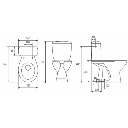 Cersanit K08-029 - Stojeća WC šolja PRESIDENT sa daskom, keramika/bela