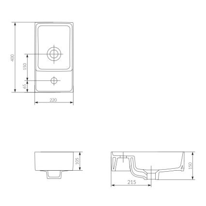 Cersanit K114-004 - Umivaonik na ploču CREA 22x40 cm keramika/visoko sjajna bela