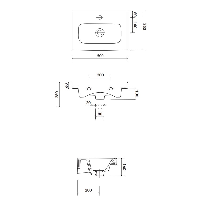 Cersanit K116-008 - Ugradni umivaonik MODUO SLIM 35x50 cm keramika/sijajna bela