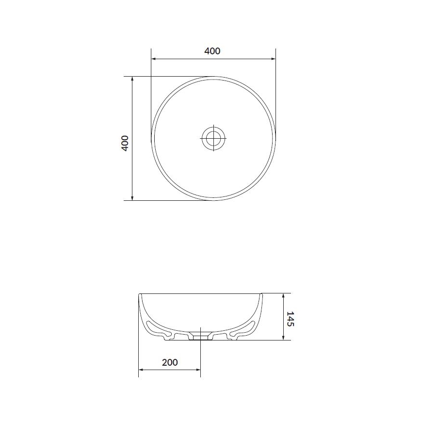 Cersanit K116-048 - Umivaonik na ploču MODUO prečnik 40 cm keramika/sjajna bela
