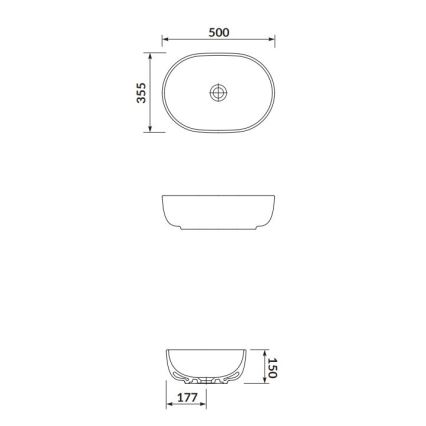 Cersanit K116-049 - Umivaonik na ploču MODUO 35,5x50 cm keramika/sjajna bela