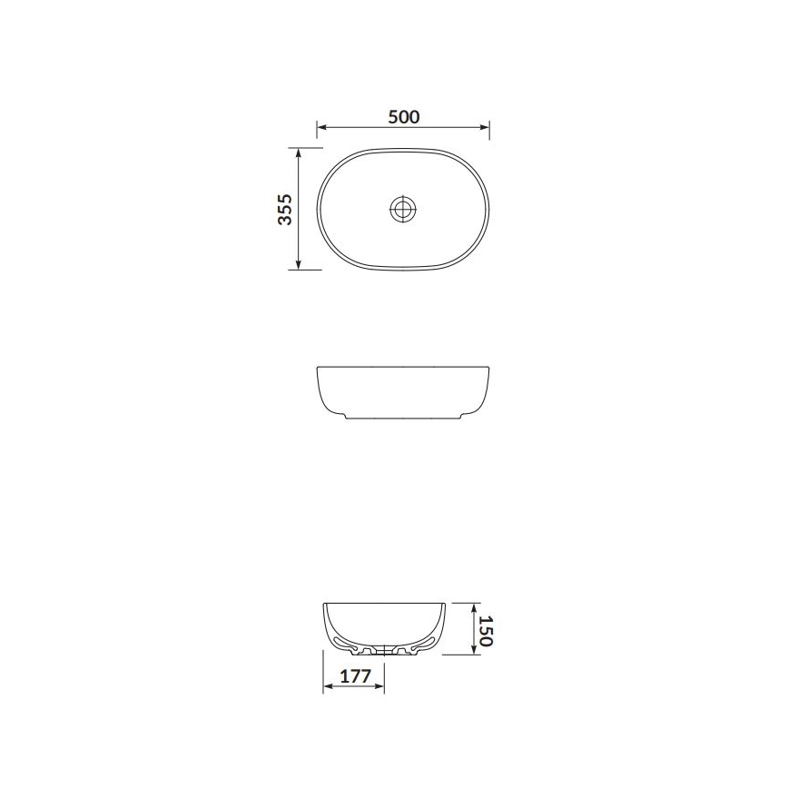 Cersanit K116-049 - Umivaonik na ploču MODUO 35,5x50 cm keramika/sjajna bela