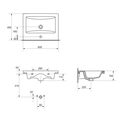 Cersanit S801-147-DSM - Viseći kupatilski ormarić sa umivaonikom LARA 60x45 cm beli