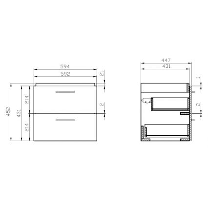 Cersanit S801-147-DSM - Viseći kupatilski ormarić sa umivaonikom LARA 60x45 cm beli